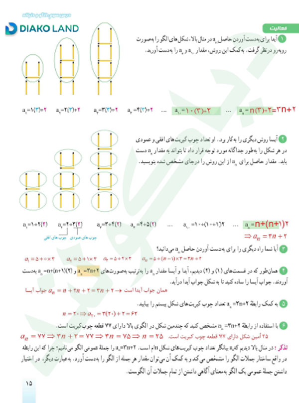 جواب فعالیت صفحه 15 ریاضی دهم