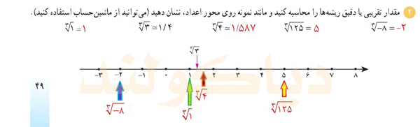 پاسخ سوال کاردرکلاس صفحه 49 ریاضی دهم برای رشته علوم تجربی و ریاضی فیزیک
