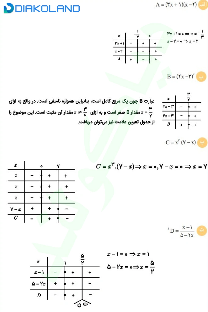 پاسخ و حل کاردرکلاس صفحه 85 ریاضی دهم 