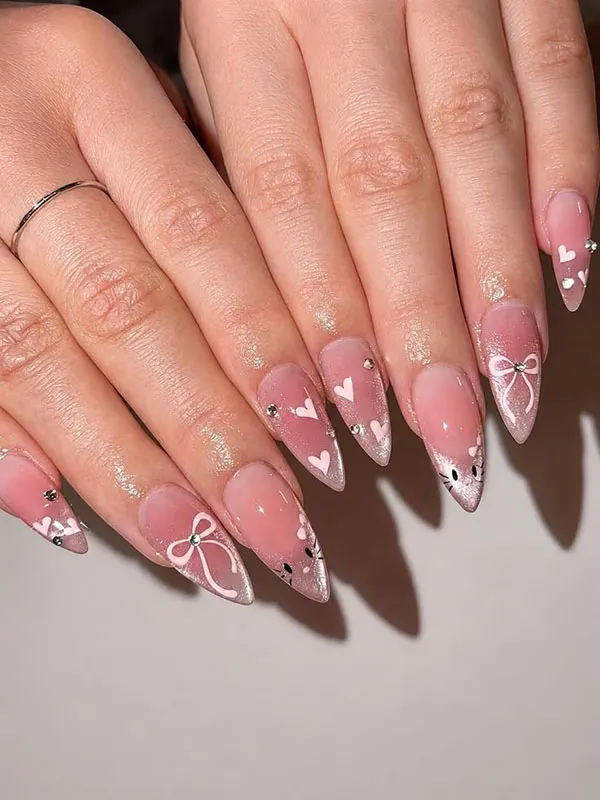 Pink bow nails diakoland photo 31 1