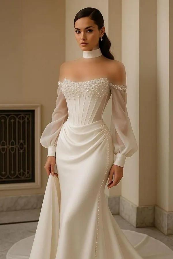 لباس عروس اروپایی جدید 2025 | از تور تا برشهای تمیز، لطیف و بینهایت شیک! 4 New European wedding dress 1