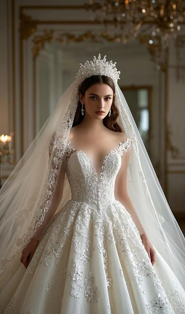 لباس عروس اروپایی جدید 2025 | از تور تا برشهای تمیز، لطیف و بینهایت شیک! 21 New European wedding dress 19
