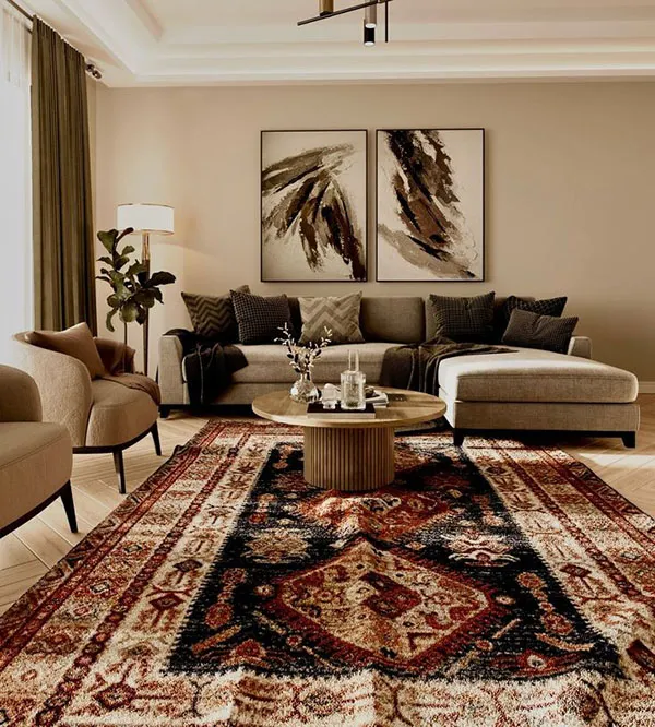 Carpet arrangement in a large living room 21