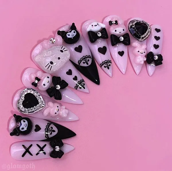Chrome and Melody Nail Design 11