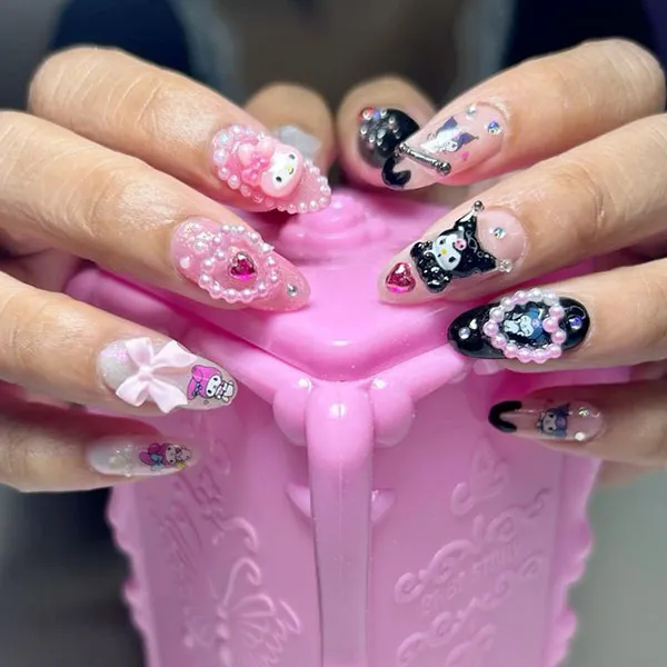 Chrome and Melody Nail Design 18