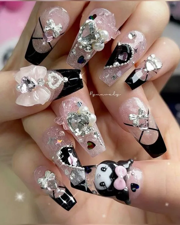 Chrome and Melody Nail Design 21