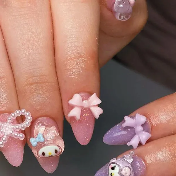 Chrome and Melody Nail Design 9