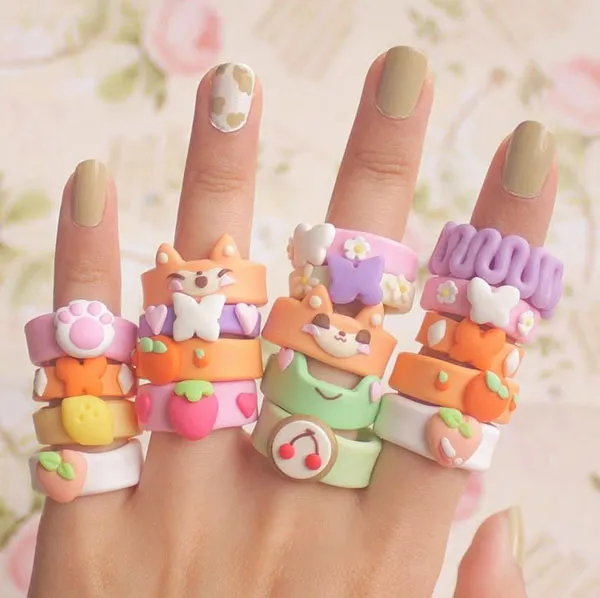 Cute Clay Bell Ring 10