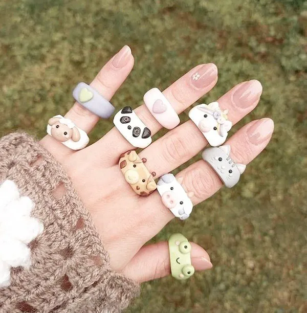 Cute Clay Bell Ring 14