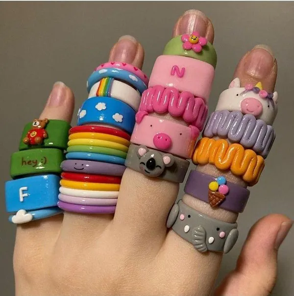 Cute Clay Bell Ring 22