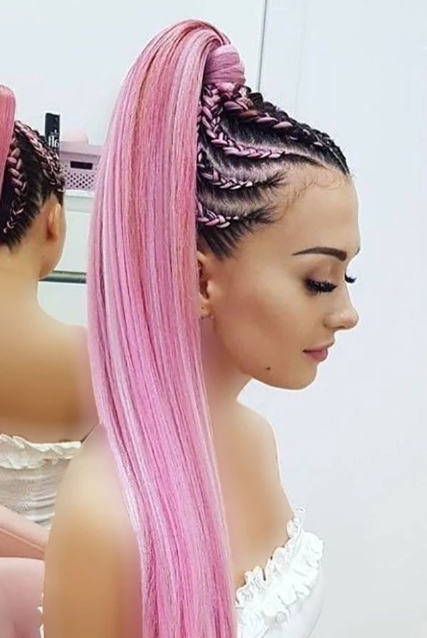 Dutch braid ponytail 11