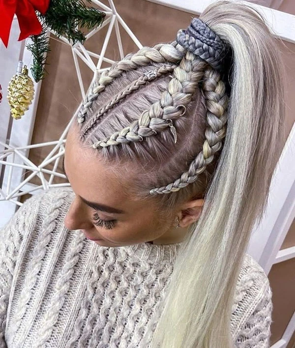 Dutch braid ponytail 12