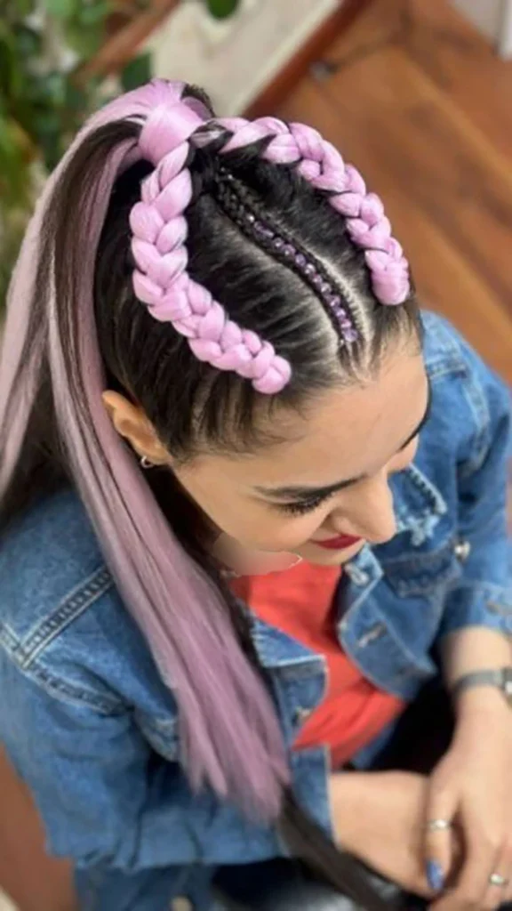 Dutch braid ponytail 13