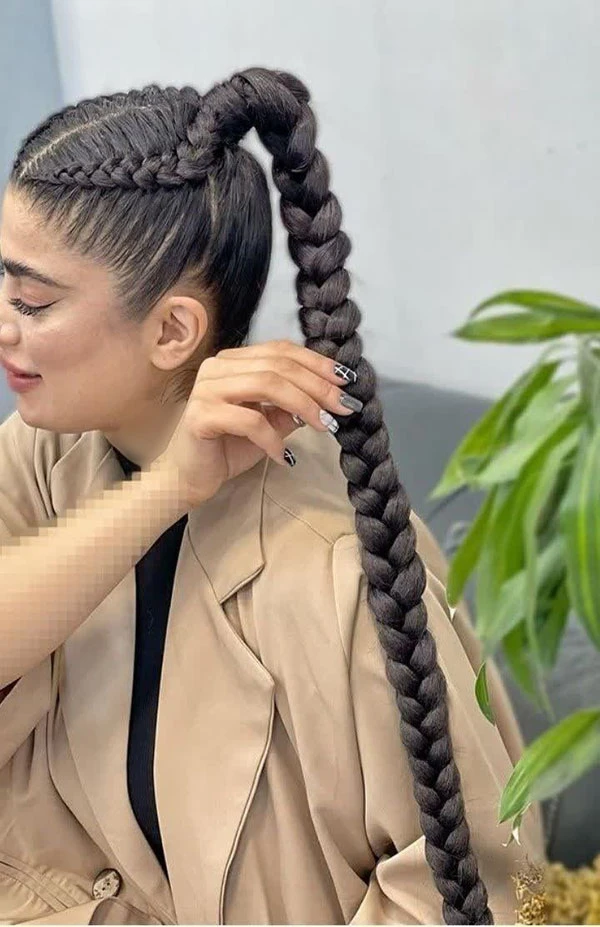Dutch braid ponytail 7