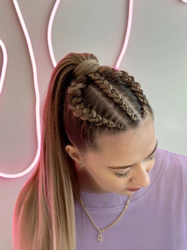 Dutch braid ponytail 8