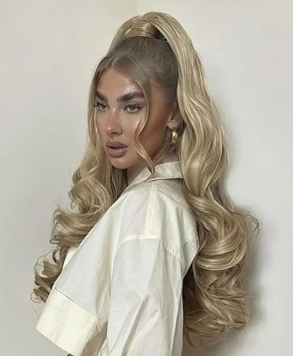 Girls curly ponytail hairstyle 14