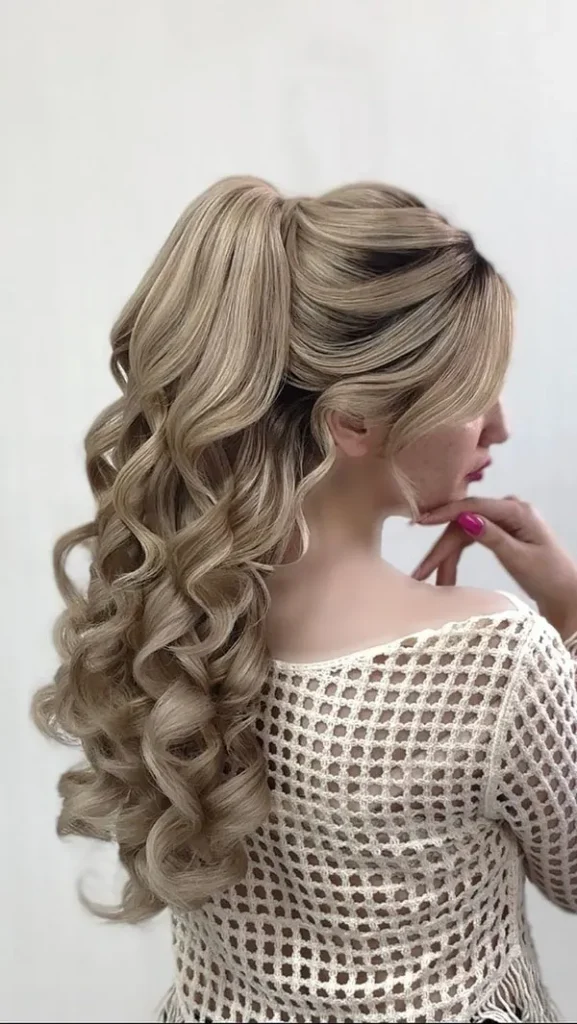 Girls curly ponytail hairstyle 25