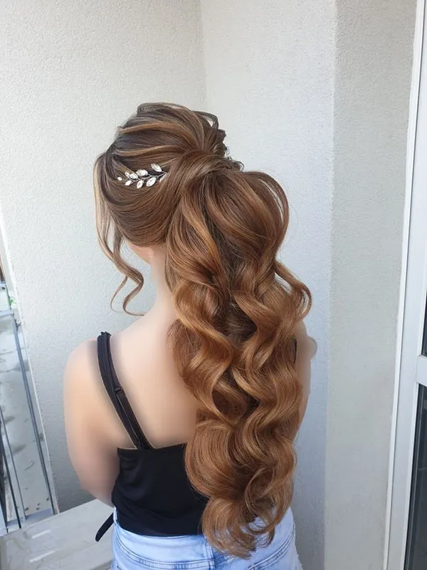 Girls curly ponytail hairstyle 6