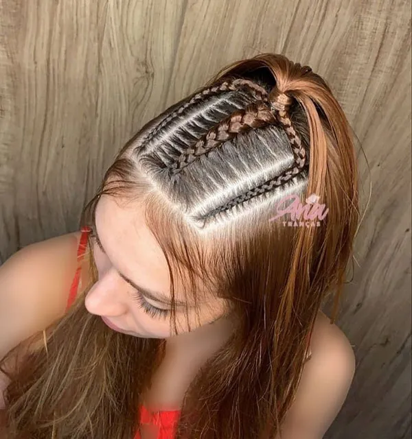 مدل بافت مو کف سری دخترانه | 37 ایده خاص و ترندی برای استایل شیک و متفاوت 2025! 8 Hair weave model on the scalp 4