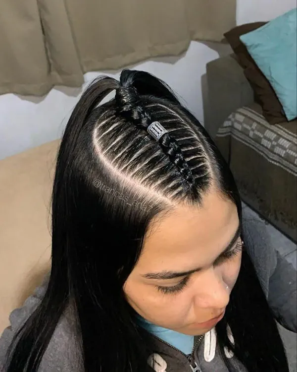 مدل بافت مو کف سری دخترانه | 37 ایده خاص و ترندی برای استایل شیک و متفاوت 2025! 7 Hair weave model on the scalp 5