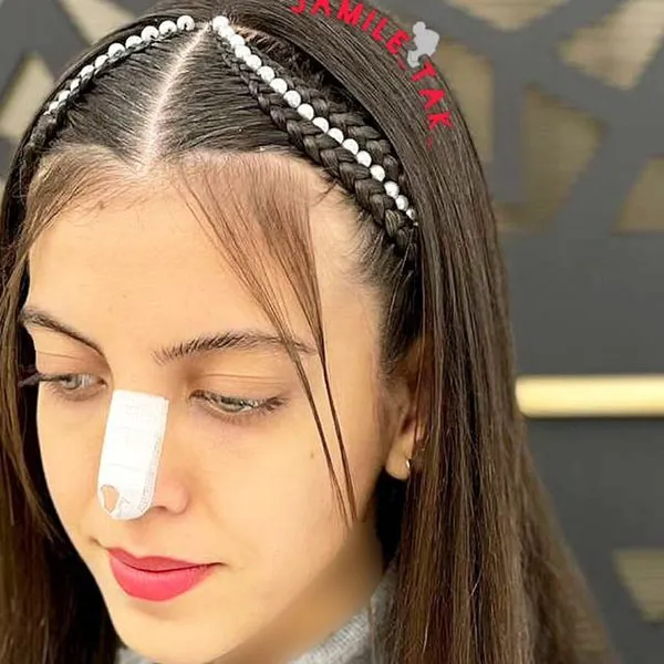 Hair weave with white pearls 2