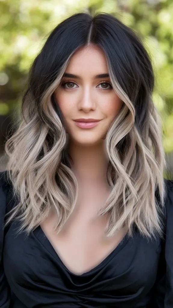Highlight color on black hair 2