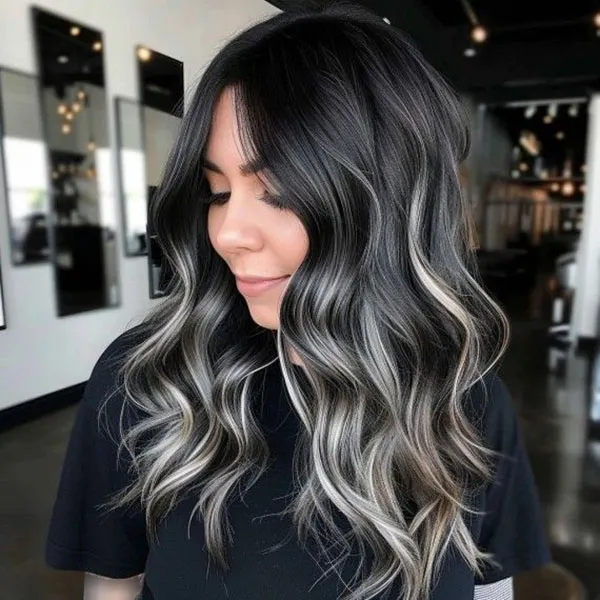 Highlight color on black hair 3