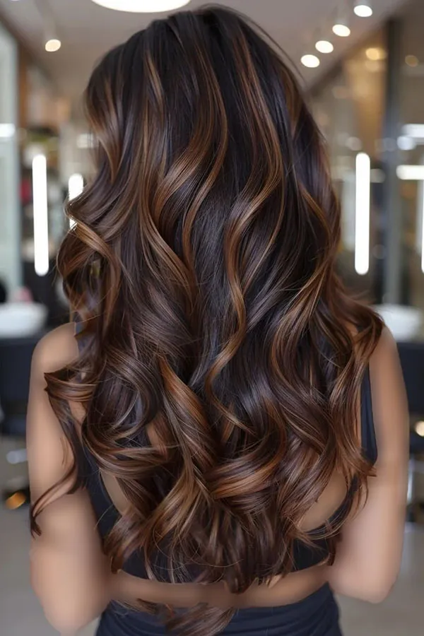 Highlight color on black hair 7