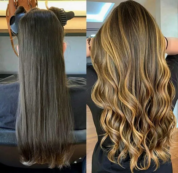 هایلایت مو عسلی دخترانه | ظاهری گرم، شیک و دخترونه برای 1404! 18 Honey hair highlights 12