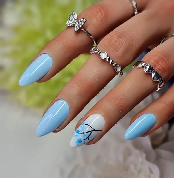 Pastel blue nail design 31