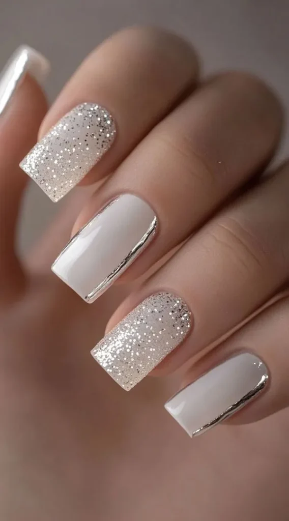 نمونه طرح ناخن عروس سفید اکلیلی | 35 انتخاب شیک و درخشان برای شب خاص تو ! 23 White bridal nail design with wreath 19