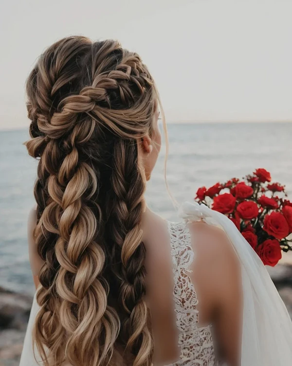 31 مدل موی بافت دخترانه برای عروسی | ترندهای جذاب و شیک امسال 14 wedding braid hairstyles girls diakoland photo 31