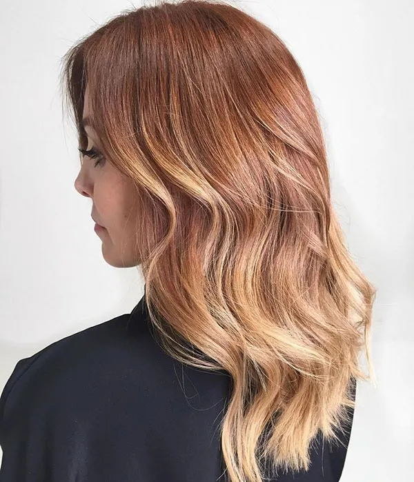 مدل رنگ مو کهربایی دخترانه؛ ترند گرم و درخشان 2025 18 Amber hair color 15
