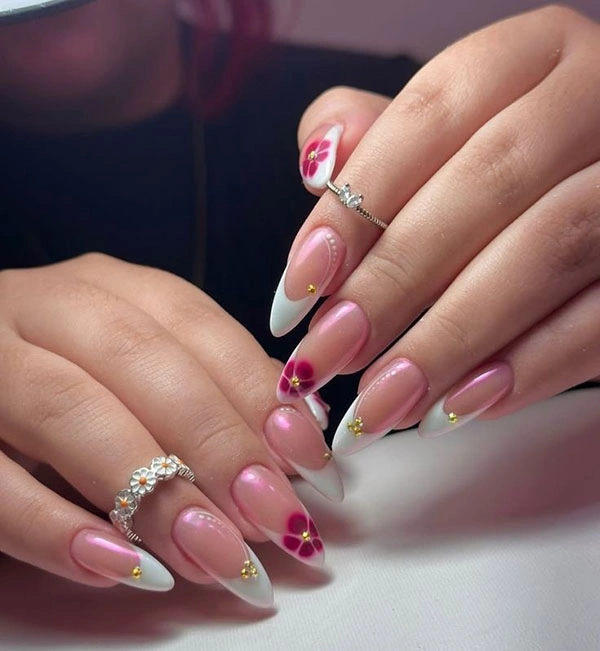 French chrome nails 25
