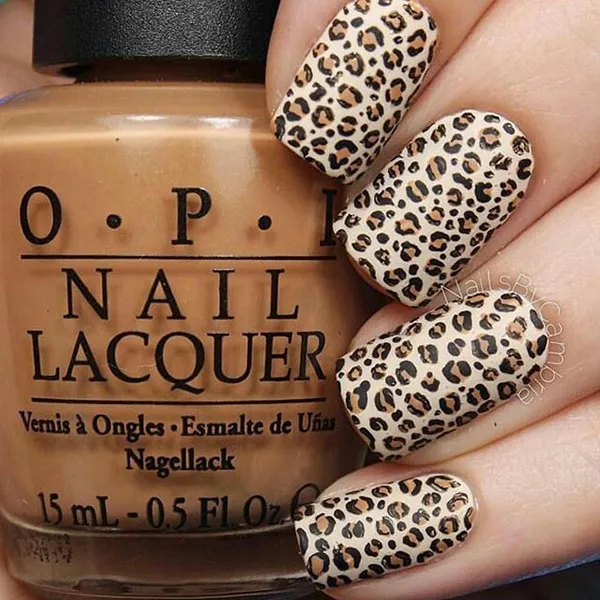 35 طرح ناخن پلنگی جدید؛ از لاکچری طلایی تا فانتزی رنگی برای دخترای خاص! 7 Leopard nail design 28