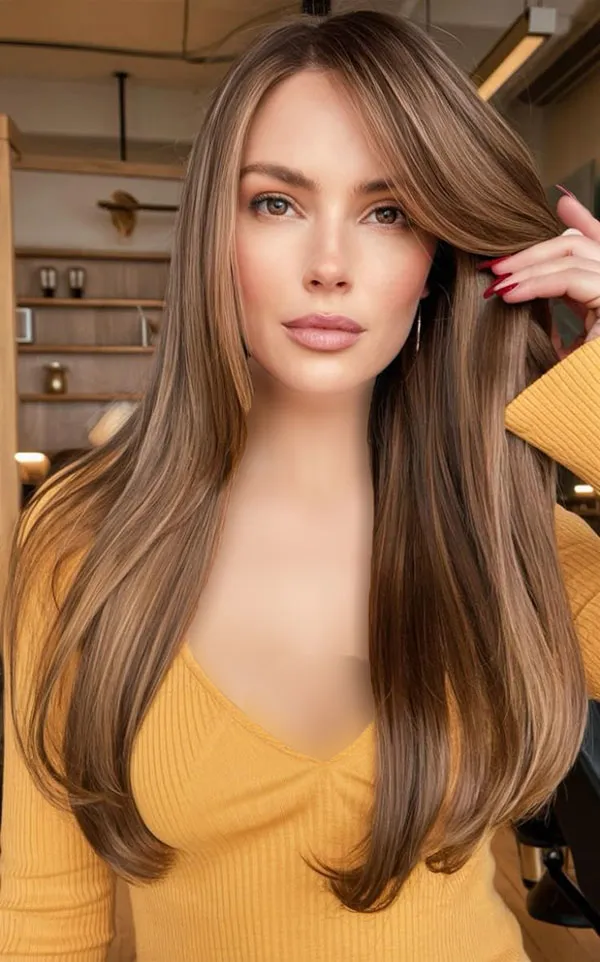 مدل رنگ مو نسکافه ای شکلاتی روشن؛ ترکیب شیرین و ترندی برای استایل 2025 26 Light chocolate Nescafe hair color 23