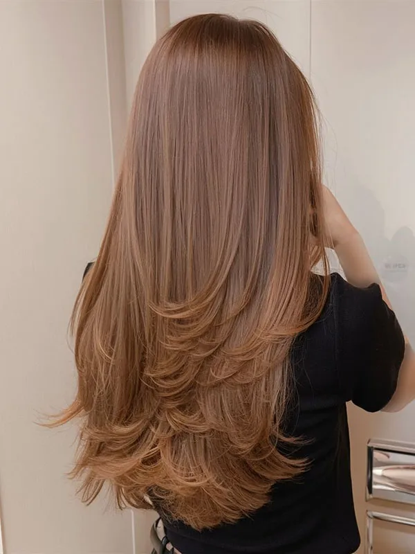 مدل رنگ فندقی روشن مو 2025؛ موهات مثل شکلات براق میشن 😍 26 Light hazel color 23