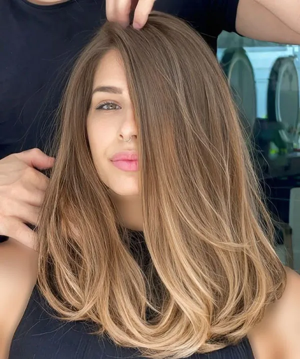 مدل رنگ فندقی روشن مو 2025؛ موهات مثل شکلات براق میشن 😍 29 Light hazel color 25
