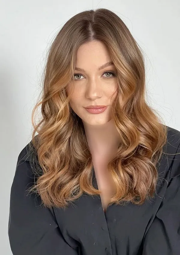 مدل رنگ فندقی روشن مو 2025؛ موهات مثل شکلات براق میشن 😍 34 Light hazel color 31