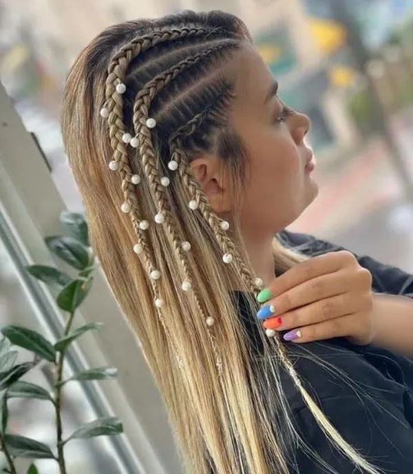 مدل بافت مو یک طرفه زیبا؛ استایلی دخترونه و شیک برای 2025 ! 16 One sided hair weave model 9