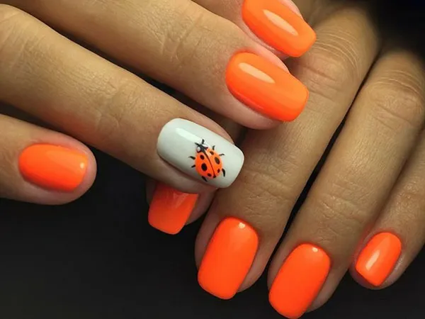 Orange and white nail design 2