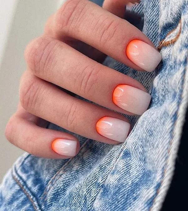 Orange and white nail design 25