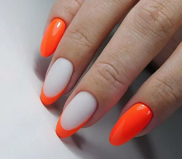 Orange and white nail design 4