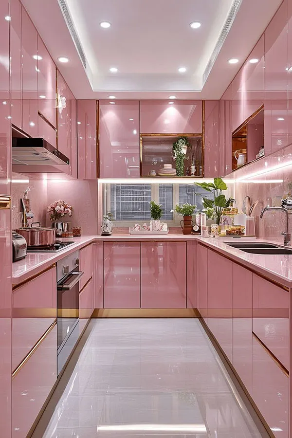 40 مدل دکوراسیون صورتی آشپزخانه کیوت؛ وقتی آشپزخونت تبدیل به یک فضای دلبرانه میشه! 20 Pink kitchen decoration 16