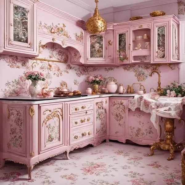40 مدل دکوراسیون صورتی آشپزخانه کیوت؛ وقتی آشپزخونت تبدیل به یک فضای دلبرانه میشه! 33 Pink kitchen decoration 27