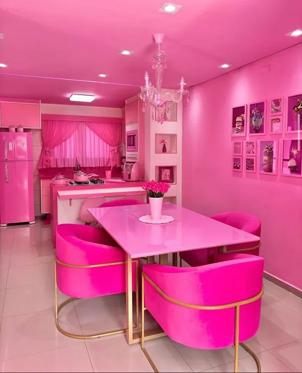 40 مدل دکوراسیون صورتی آشپزخانه کیوت؛ وقتی آشپزخونت تبدیل به یک فضای دلبرانه میشه! 9 Pink kitchen decoration 6