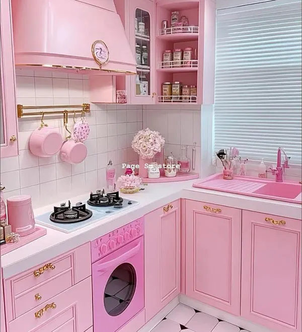 40 مدل دکوراسیون صورتی آشپزخانه کیوت؛ وقتی آشپزخونت تبدیل به یک فضای دلبرانه میشه! 11 Pink kitchen decoration 8