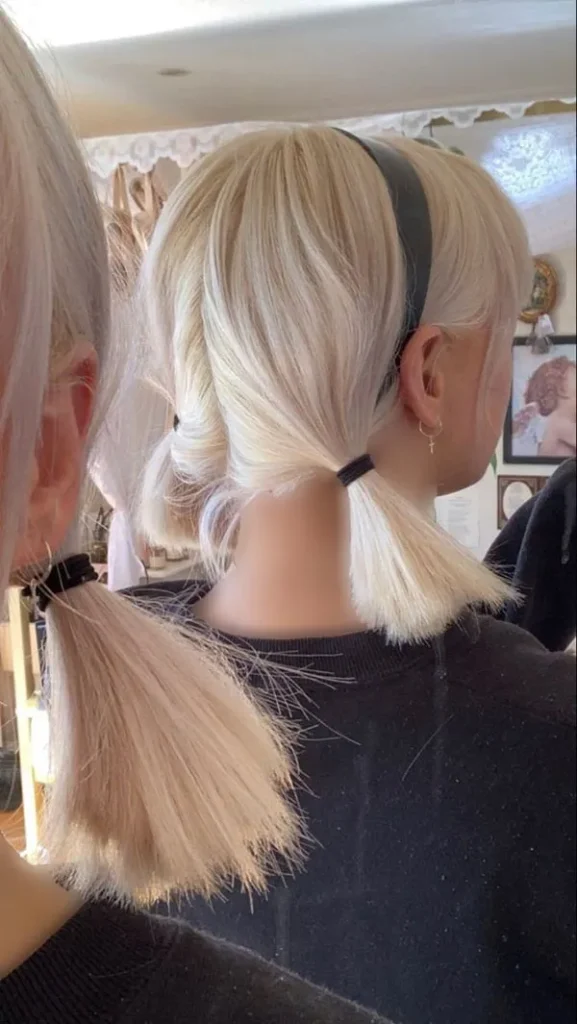 Simple hairstyle at home with short hair ties 10