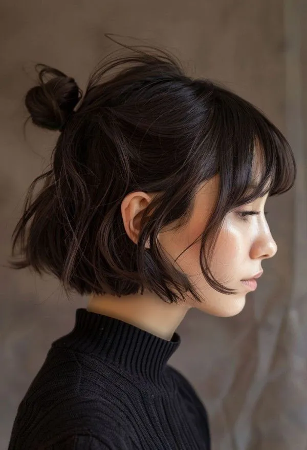 Simple hairstyle at home with short hair ties 20