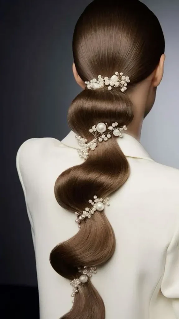37 مدل موی دم اسبی شیک برای عروسی؛ ترکیب سادگی و لاکچری! 12 Stylish ponytail hairstyle for wedding 10
